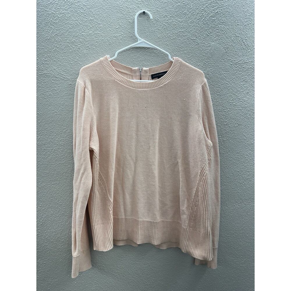 Banana Republic Womens Sweater Size XL Pink Long Sleeve Knit Zip Up Open Back